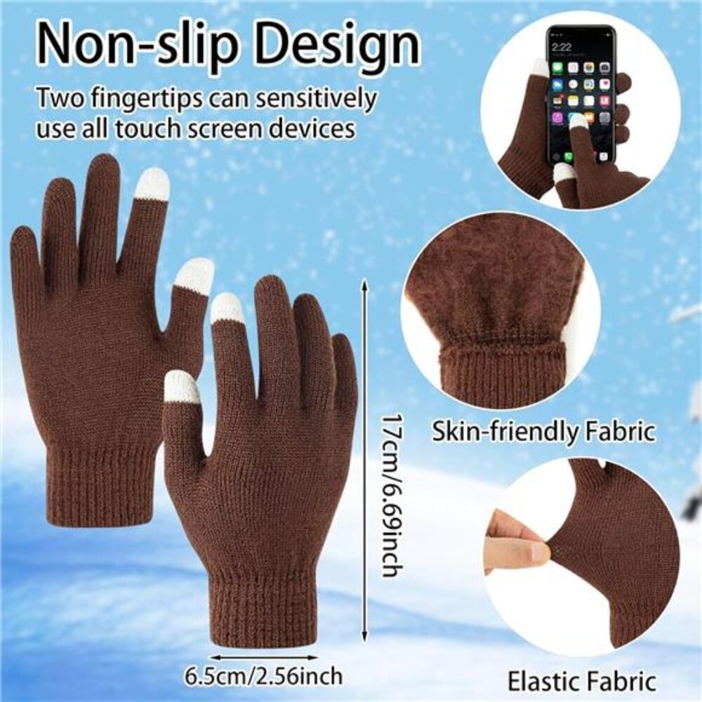 6Pcs Kids 3-in-1 Winter Warm Set, Black & Brown - Picture 3 of 8